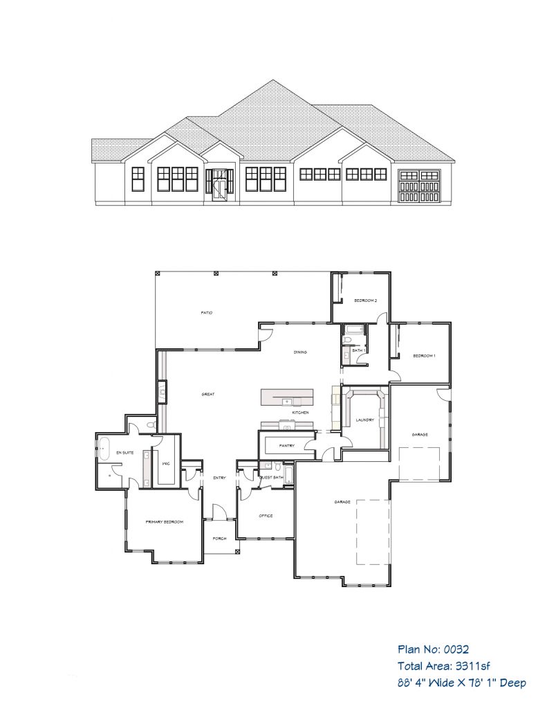 Traditional home plan, single story