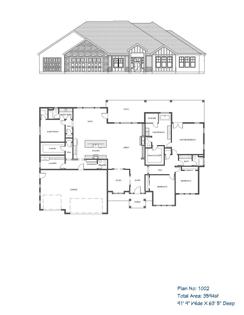 Traditional home plan, single story